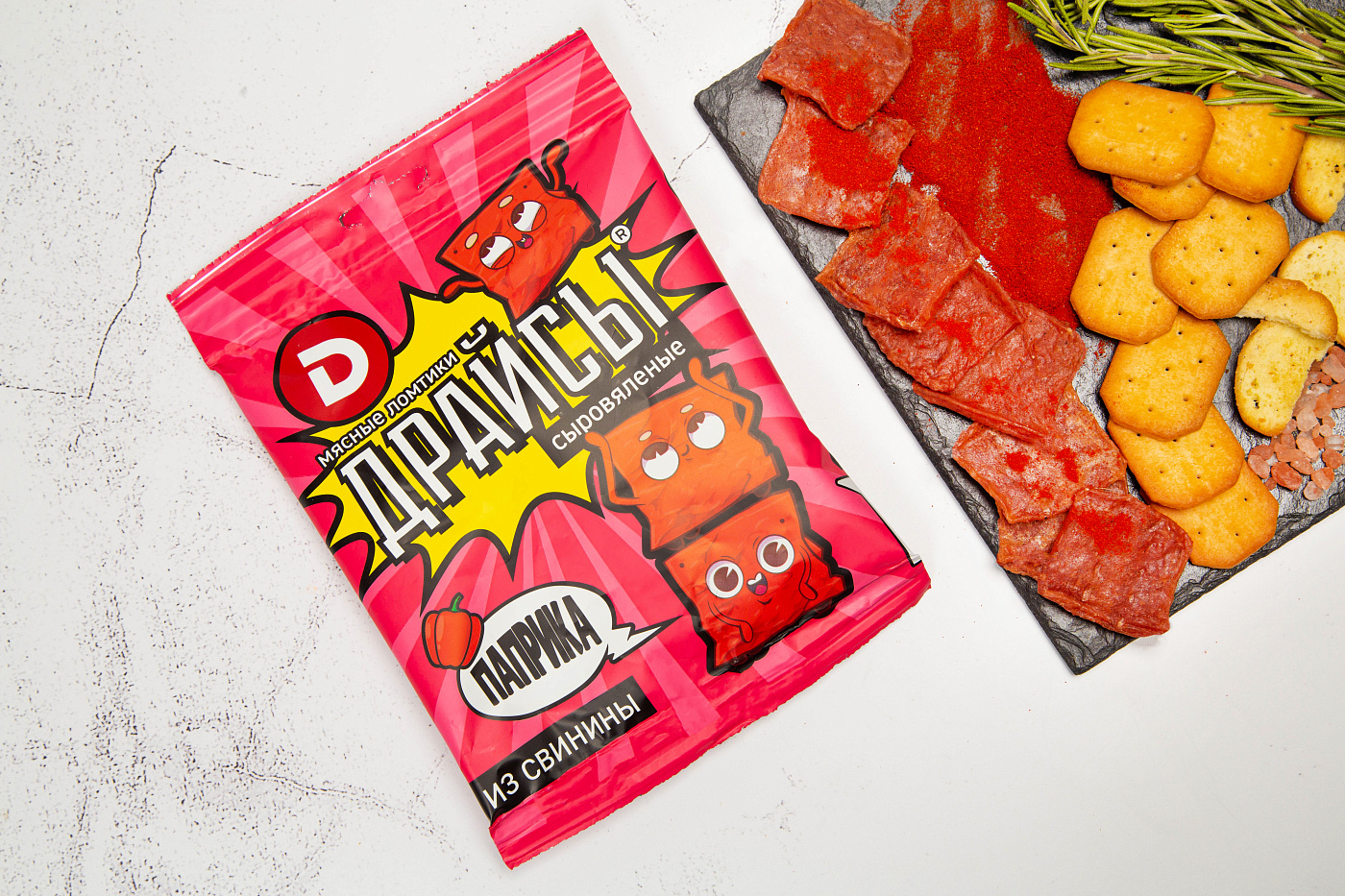 Мясные ломтики сыровяленые с паприкой Драйсы